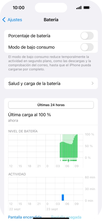 Pulsa Salud y carga de la batería. Pulsa Salud y carga de la batería.