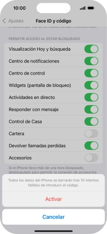 Si activas la función, pulsa Activar. Si activas la función, pulsa Activar.