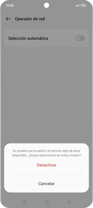 Pulsa Desactivar para desactivar la función y espera mientras el teléfono está buscando redes. Pulsa Desactivar para desactivar la función y espera mientras el teléfono está buscando redes.