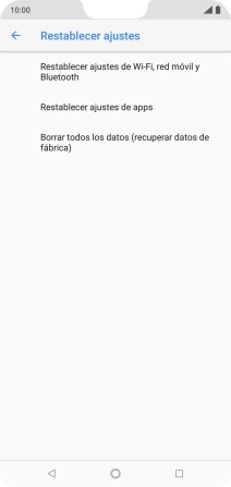 Pulsa Borrar todos los datos (recuperar datos de fábrica).