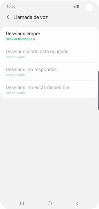 Pulsa el tipo de desvío deseado. Pulsa el tipo de desvío deseado.