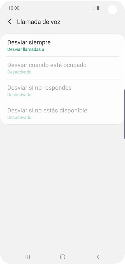 Pulsa el tipo de desvío deseado. Pulsa el tipo de desvío deseado.