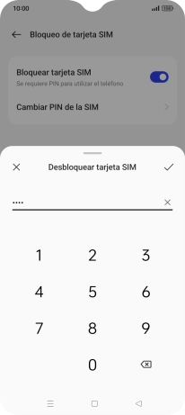 Introduce el código PIN y pulsa el icono de aceptar. Introduce el código PIN y pulsa el icono de aceptar.