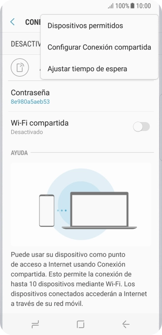 Pulsa Configurar Conexión compartida. Pulsa Configurar Conexión compartida.