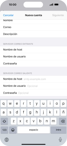 Pulsa Nombre de host e introduce smtp.vodafone.es. Pulsa Nombre de host e introduce smtp.vodafone.es.