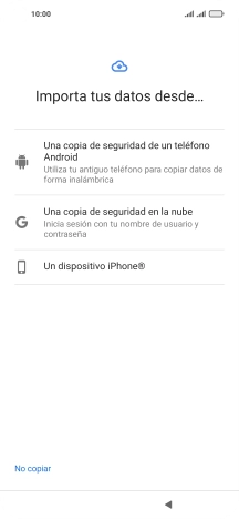 Pulsa la opción deseada y sigue las indicaciones de la pantalla para transferir contenido desde el otro teléfono y finalizar la activación de tu teléfono. Pulsa la opción deseada y sigue las indicaciones de la pantalla para transferir contenido desde el otro teléfono y finalizar la activación de tu teléfono.
