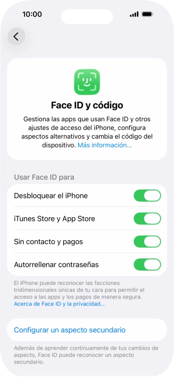 Pulsa el indicador junto a los ajustes deseados para activarlos o desactivarlos. Pulsa el indicador junto a los ajustes deseados para activarlos o desactivarlos.