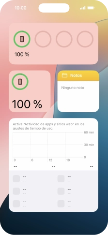 Desliza el dedo hacia arriba o hacia abajo por la pantalla para ver más widgets. Desliza el dedo hacia arriba o hacia abajo por la pantalla para ver más widgets.