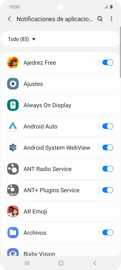 Pulsa el indicador junto a las apps deseadas para activar o desactivar la función. Pulsa el indicador junto a las apps deseadas para activar o desactivar la función.