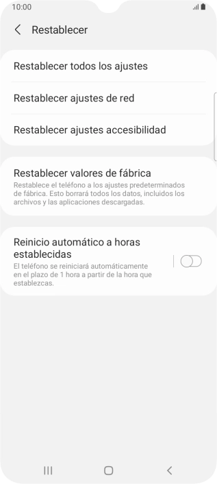 Pulsa Restablecer valores de fábrica. Pulsa Restablecer valores de fábrica.