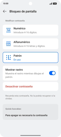 Pulsa Desactivar contraseña. Pulsa Desactivar contraseña.