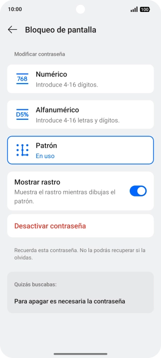 Pulsa Desactivar contraseña. Pulsa Desactivar contraseña.