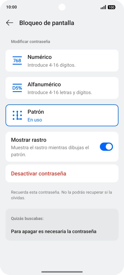 Pulsa Desactivar contraseña. Pulsa Desactivar contraseña.