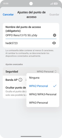 Pulsa WPA3-Personal para proteger la conexión wifi con una contraseña. Pulsa WPA3-Personal para proteger la conexión wifi con una contraseña.