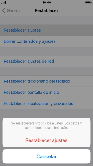 Pulsa Restablecer ajustes.