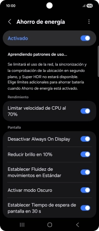 Pulsa el indicador junto a los ajustes deseados para activarlos o desactivarlos. Pulsa el indicador junto a los ajustes deseados para activarlos o desactivarlos.