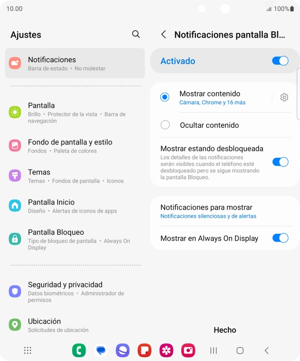 Pulsa los ajustes deseados para activarlos o desactivarlos. Pulsa los ajustes deseados para activarlos o desactivarlos.