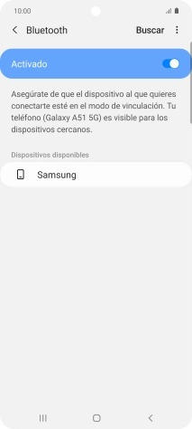Pulsa el dispositivo Bluetooth deseado y sigue las indicaciones de la pantalla para vincular el dispositivo al teléfono.