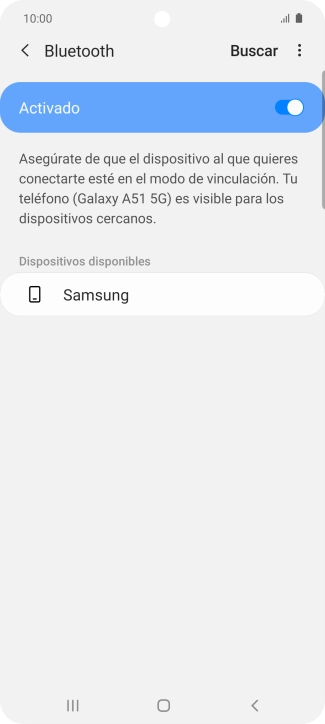 Pulsa el dispositivo Bluetooth deseado y sigue las indicaciones de la pantalla para vincular el dispositivo al teléfono.