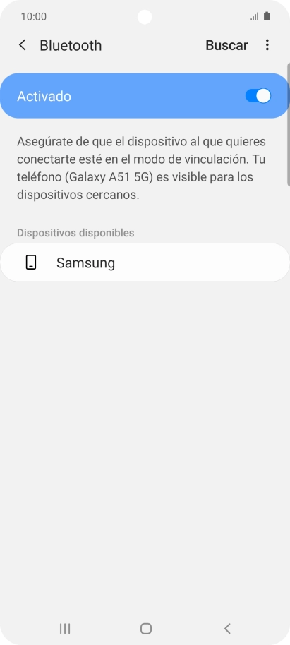 Pulsa el dispositivo Bluetooth deseado y sigue las indicaciones de la pantalla para vincular el dispositivo al teléfono.
