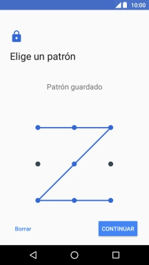 Desliza el dedo por la pantalla para unir por lo menos cuatro puntos y pulsa CONTINUAR.