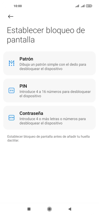 Pulsa el código de seguridad deseado. Pulsa el código de seguridad deseado.
