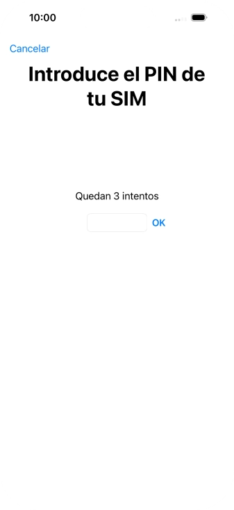 Si es necesario desbloquear la tarjeta SIM, introduce el código PIN y pulsa OK. Si es necesario desbloquear la tarjeta SIM, introduce el código PIN y pulsa OK.