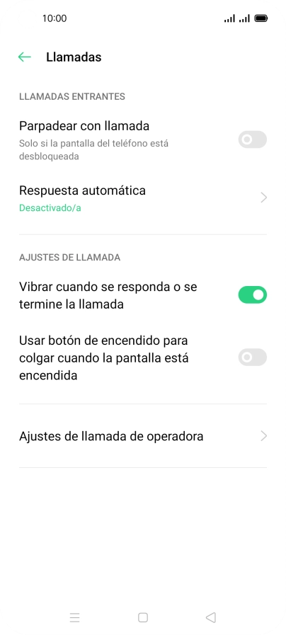 Pulsa Ajustes de llamada de operadora. Pulsa Ajustes de llamada de operadora.