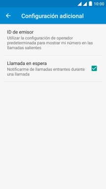 Pulsa Llamada en espera para activar o desactivar la función. Pulsa Llamada en espera para activar o desactivar la función.