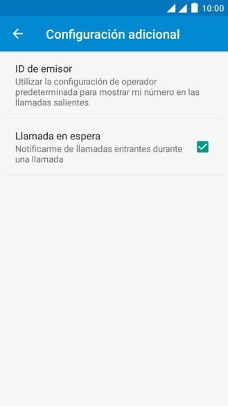 Pulsa Llamada en espera para activar o desactivar la función. Pulsa Llamada en espera para activar o desactivar la función.