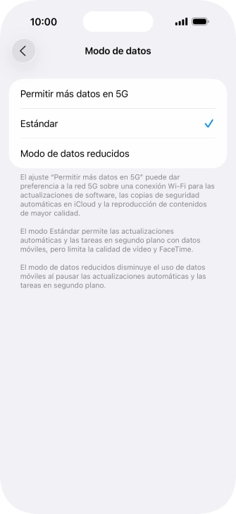 Pulsa el ajuste deseado. Pulsa el ajuste deseado.