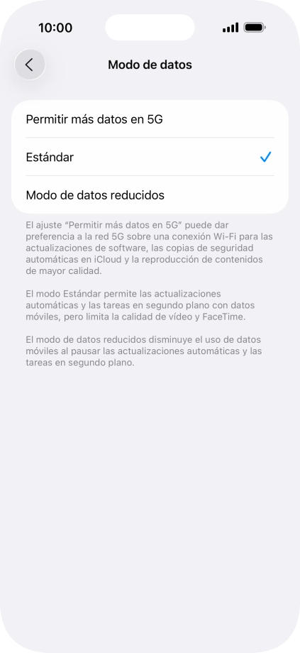 Pulsa el ajuste deseado. Pulsa el ajuste deseado.