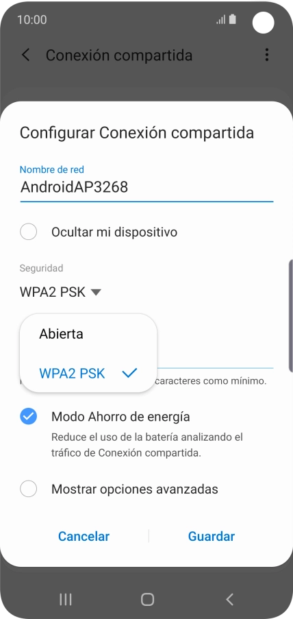 Pulsa WPA2 PSK para proteger la conexión wifi con una contraseña. Pulsa WPA2 PSK para proteger la conexión wifi con una contraseña.