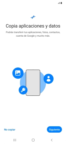 Puedes transferir el contenido de otro teléfono cuando activas tu teléfono por primera vez y cuando lo has restablecido. Cuando aparezca en la pantalla del teléfono esta imagen, ya está listo para la transmisión del contenido del otro teléfono. Puedes transferir el contenido de otro teléfono cuando activas tu teléfono por primera vez y cuando lo has restablecido. Cuando aparezca en la pantalla del teléfono esta imagen, ya está listo para la transmisión del contenido del otro teléfono.