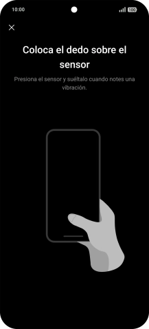 Sigue las indicaciones de la pantalla para crear una huella digital como código de seguridad. Sigue las indicaciones de la pantalla para crear una huella digital como código de seguridad.