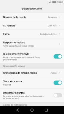 Pulsa Nombre de la cuenta e introduce el nombre de la cuenta de correo electrónico. Pulsa Nombre de la cuenta e introduce el nombre de la cuenta de correo electrónico.
