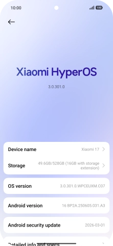 Press Xiaomi HyperOS. If a new software version is available, it's displayed. Follow the instructions on the screen to update the phone software.