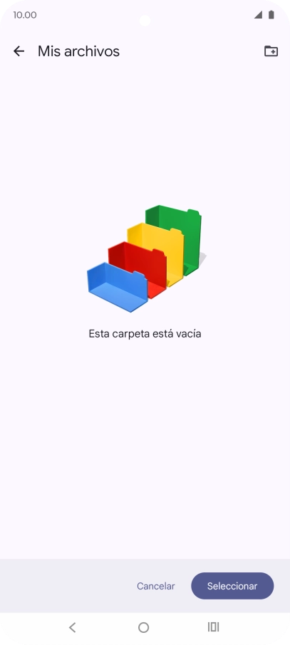 Si deseas crear una nueva carpeta, pulsa el icono de nueva carpeta y sigue las indicaciones de la pantalla para crearla. Si deseas crear una nueva carpeta, pulsa el icono de nueva carpeta y sigue las indicaciones de la pantalla para crearla.