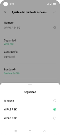 Pulsa WPA3 PSK para proteger la conexión wifi con una contraseña. Pulsa WPA3 PSK para proteger la conexión wifi con una contraseña.