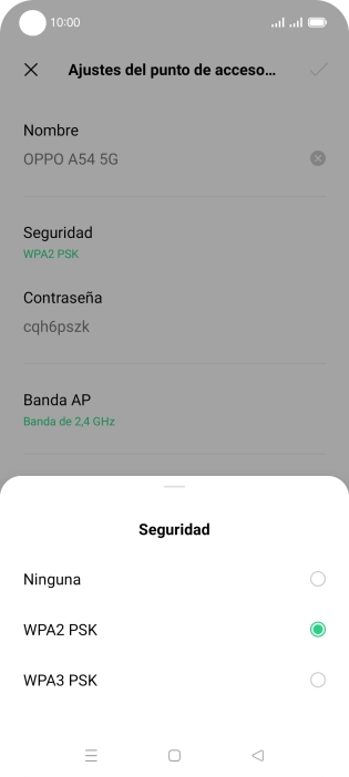 Pulsa WPA3 PSK para proteger la conexión wifi con una contraseña. Pulsa WPA3 PSK para proteger la conexión wifi con una contraseña.