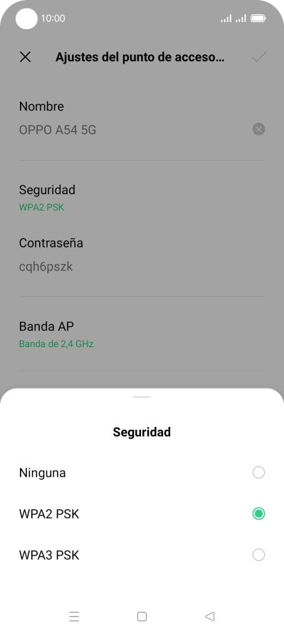 Pulsa WPA3 PSK para proteger la conexión wifi con una contraseña. Pulsa WPA3 PSK para proteger la conexión wifi con una contraseña.
