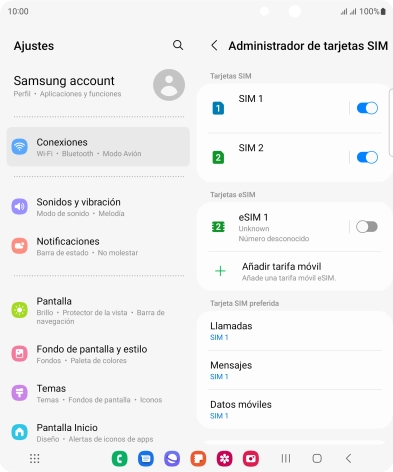 Pulsa la tarjeta SIM deseada. Pulsa la tarjeta SIM deseada.