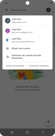 Pulsa la cuenta de correo electrónico deseada. Pulsa la cuenta de correo electrónico deseada.