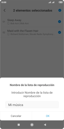 Introduce el nombre deseado de la lista de reproducción y pulsa OK. Introduce el nombre deseado de la lista de reproducción y pulsa OK.