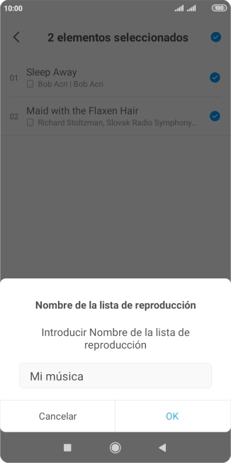 Introduce el nombre deseado de la lista de reproducción y pulsa OK. Introduce el nombre deseado de la lista de reproducción y pulsa OK.