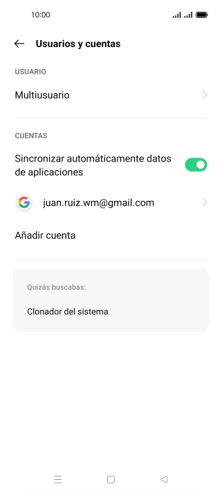 Pulsa Añadir cuenta. Pulsa Añadir cuenta.