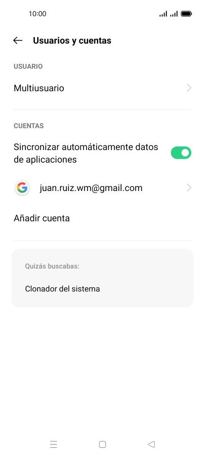 Pulsa Añadir cuenta. Pulsa Añadir cuenta.