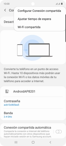 Pulsa Configurar Conexión compartida. Pulsa Configurar Conexión compartida.