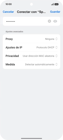 Introduce la contraseña de la red wifi y pulsa Guardar. Introduce la contraseña de la red wifi y pulsa Guardar.