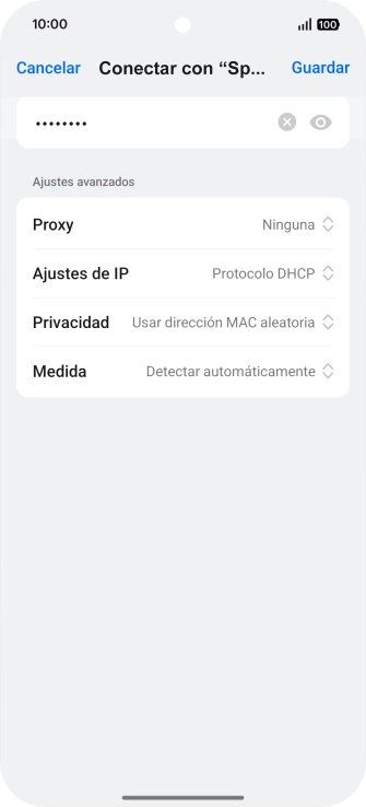 Introduce la contraseña de la red wifi y pulsa Guardar. Introduce la contraseña de la red wifi y pulsa Guardar.